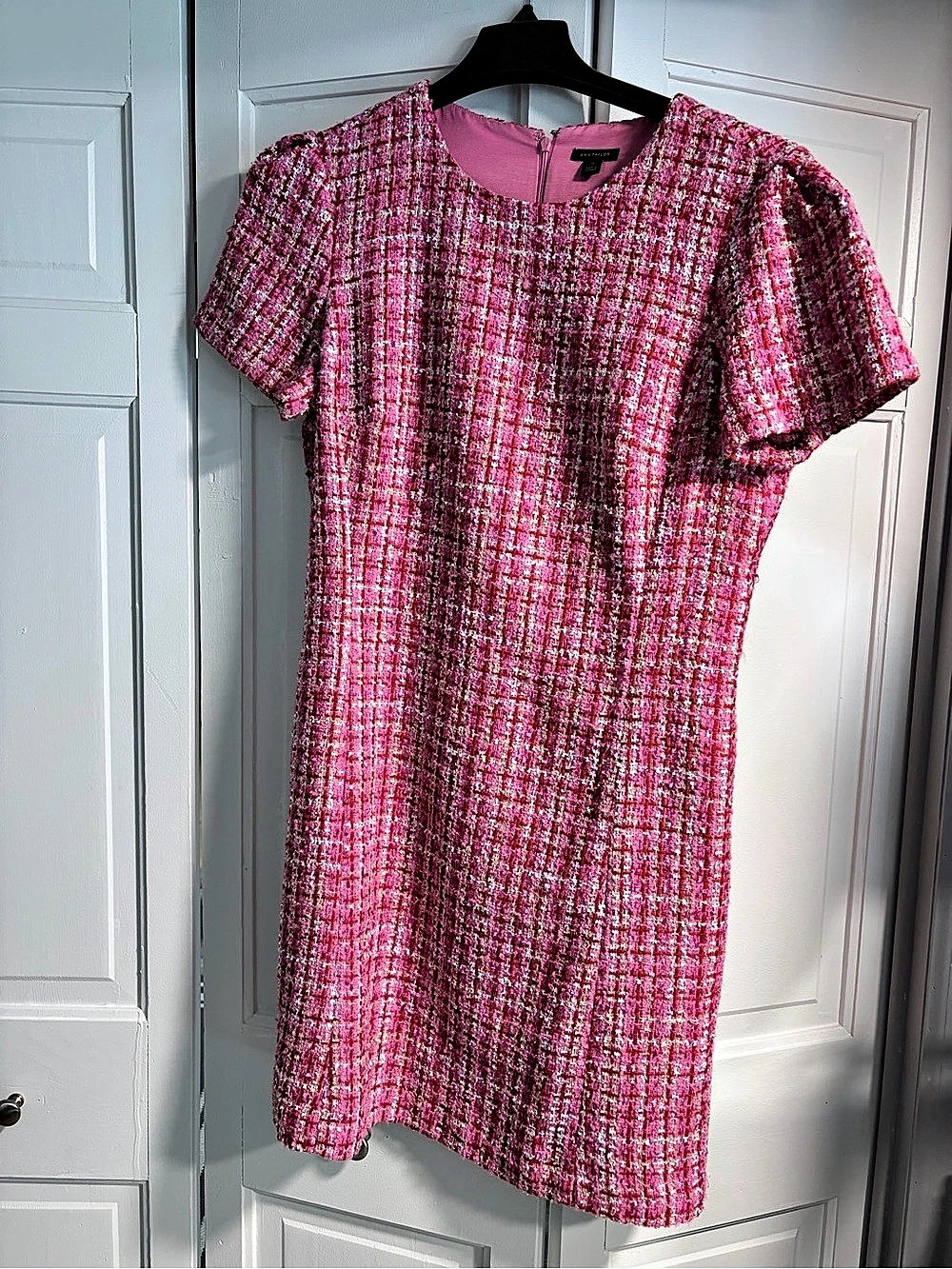 Ann Taylor Pink Plaid Mini Dress Size 12 Like New